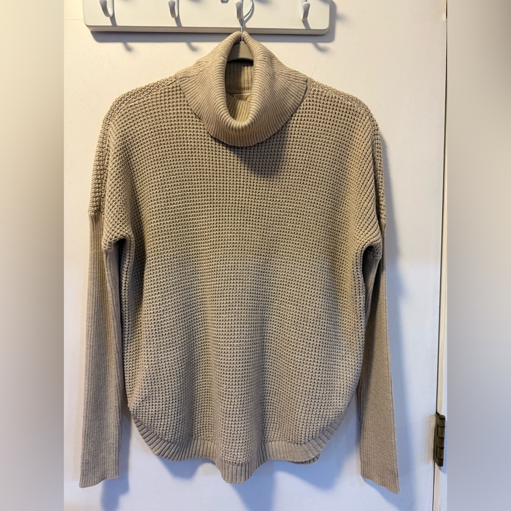 Michael Michael Kors Tan Waffle-knit Turtleneck Sweater, Size S - Picture 2 of 6